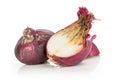 Stale red onion isolated on white