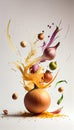 Group of Onions Vegetable Creatively Falling-Dripping Flying or Splashing on Cyan Background Generative AI