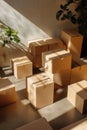 A group of open cardboard boxes awaiting packing in the sunlight Royalty Free Stock Photo