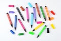 Group of multi colored felt tip pens on the white Royalty Free Stock Photo