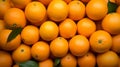 A group of oranges with leaves background