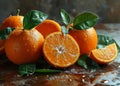 A Group of Oranges Sitting on Top of a Table. Royalty Free Stock Photo