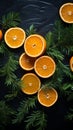 Group of Oranges on Table Royalty Free Stock Photo