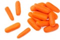 Group of organic small baby carrots isolated on a white background. Top view Royalty Free Stock Photo