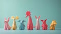 Group of Origami Animals Standing Together Royalty Free Stock Photo