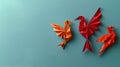 Group of Origami Animals Standing Together Royalty Free Stock Photo