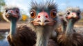 A group of Ostriches taking selfies