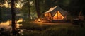 Group outdoor camping teepee tent and night light