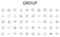 Group line icons collection. Investment, Budgeting, Accounting, Taxes, Credit, Banking, Loans vector and linear
