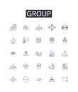 Group line icons collection. Pair, Crowd, Team, Class, Bunch, Company, Squad vector and linear illustration. Gang,Posse