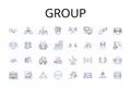 Group line icons collection. Pair, Crowd, Team, Class, Bunch, Company, Squad vector and linear illustration. Gang,Posse