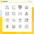 Group of 16 Outlines Signs and Symbols for commerce, box, billboard, scientist, avatar