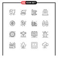 Stock Vector Icon Pack of 16 Line Signs and Symbols for globe, data, rug, management, mail