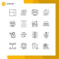 Group of 16 Outlines Signs and Symbols for good, best, interface, science, flask