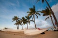Group of outrigger conoes on the beach Royalty Free Stock Photo