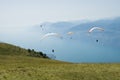 A group of paratroopers on Garda lake