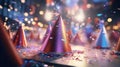 A colorful collection of party hats and decorations for a festive celebration