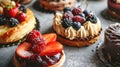 a group of pastries with berries