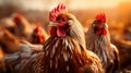 A group of pasture raised hens bask in freedom of an open field. Generative AI Royalty Free Stock Photo