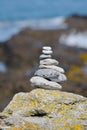 Pebble Stack on rocks near beach, Anglesey Wales Royalty Free Stock Photo