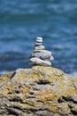 Pebble Stack on rocks near beach, Anglesey Wales Royalty Free Stock Photo