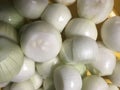 Group of peeled onions close up