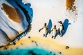 Group of penguins. Drone view. Generative AI. Royalty Free Stock Photo