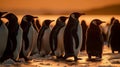 Penguin Huddle at Sunset