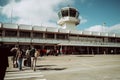 Group of people against Nampula International Airport in Mozambique