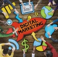 Group of People Around Word Digital Marketing