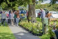 Group of people attending the weekend market at Waikanae township in Wellington in New Zealand Royalty Free Stock Photo