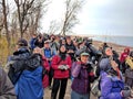 A group of people bird watching at Point Pelee in Ontario