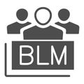 Group of people with BLM text solid icon, Black lives matter concept, group of multiethnic people sign on white Royalty Free Stock Photo