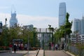 Group of people at the border in Tak Yuet Lau police post in Hong Kong