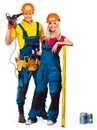 Group people builder with construction tools. Royalty Free Stock Photo