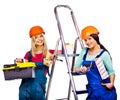 Group people builder with construction tools. Royalty Free Stock Photo