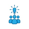 Group people, bulb blue flat icon