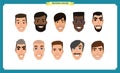 Group of people, business bearded men avatar icons.Flat design people characters.Business avatars set. Isolated vector on white.