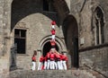 Castellers human pyramid in Barcelona Royalty Free Stock Photo