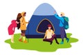 group people camp tent vacations