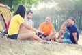 Group of People Camping and telling a story