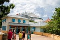 Group of people at the Carnival Vista in the cruise port in Roatan Honduras