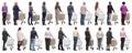 a group of people with a cart stand with their backs isolated Royalty Free Stock Photo