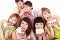 Group of people celebrate birthday. Royalty Free Stock Photo