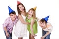 Group of people celebrate happy birthday. Royalty Free Stock Photo