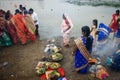 A group of people is celebrating the Chhath Puja