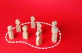 A group of people is circled in dotted line. Grouping people, teaming up. Society and community concept. Target audience Royalty Free Stock Photo