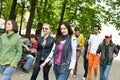Group of people on city. Music. Royalty Free Stock Photo