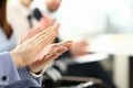 Group of people clap their arm in row during seminar Royalty Free Stock Photo