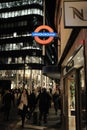 People coming out of the underground train station in Liverpool Street, Uk